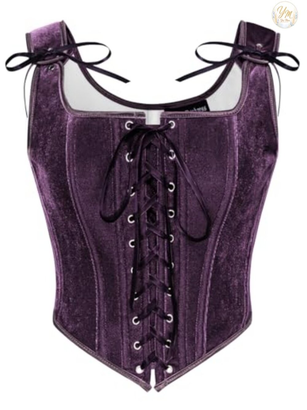 Velvet Corset Top Lace-Up Side Zip Overbust Bustier Renaissance